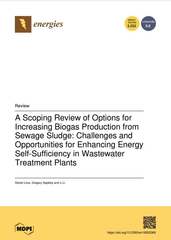 A Scoping Review Of Options For Increasing Biogas Production From Sewage Sludge: Challenges And Opportunities For Enhancing Energy Self-Sufficiency In Wastewater Treatment Plants